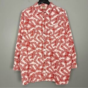 Duluth Artisan Hemp Tunic Top Women’s Size 2X Button Front Woven Pockets Relaxed